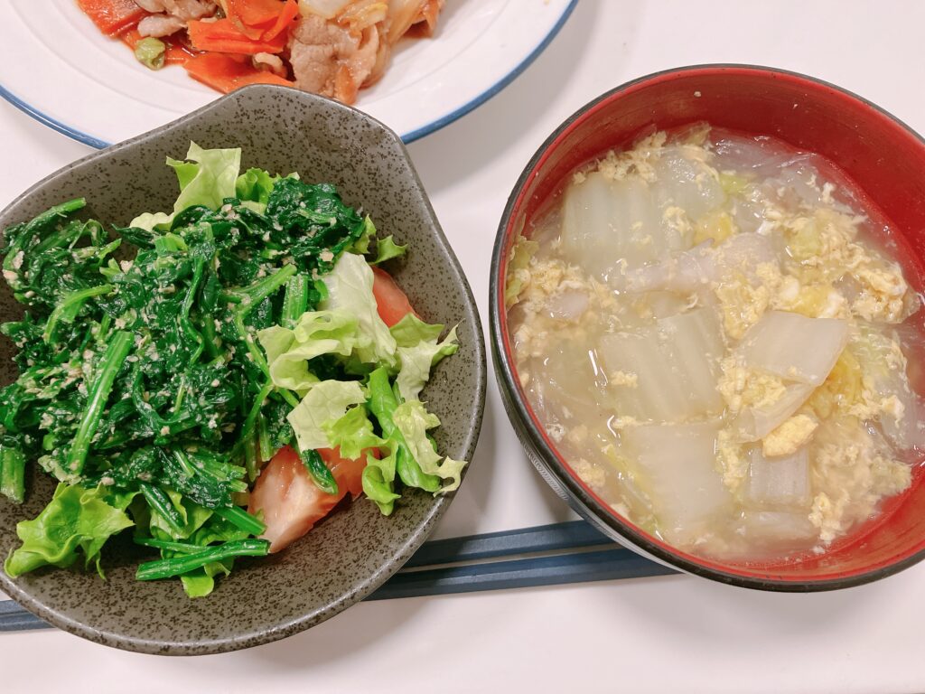 汁物、ほうれんそう