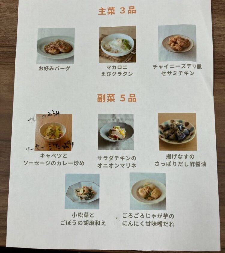 ツクリオの試食会メニュー