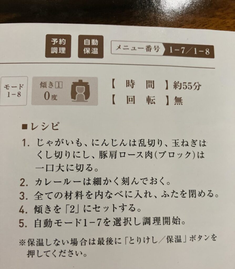カレーのレシピ